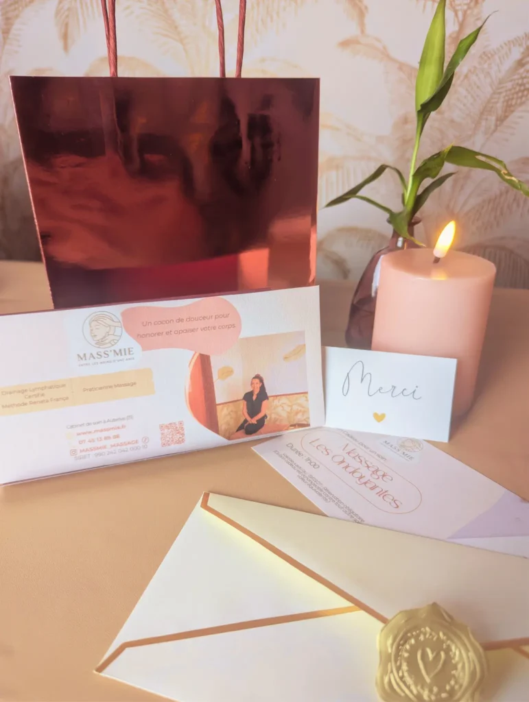 Bon cadeau massage Les Ondoyantes offert par Mass'Mie, salon de massage bien-être et drainage lymphatique à Auterive